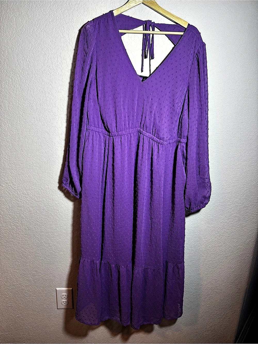 Torrid maxi dress  Clip Dot Open Back A-Line Dress Purple whimsical flowy